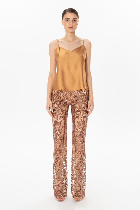 Soft V-Neck Chain Hanging Blouse